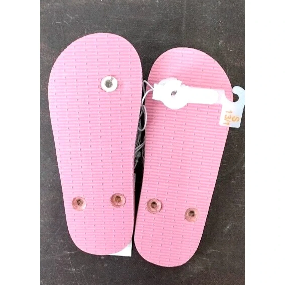 Cat & Jack Kids Flip Flops‎ Rainbow Ombre Clear Straps Size S 13/1